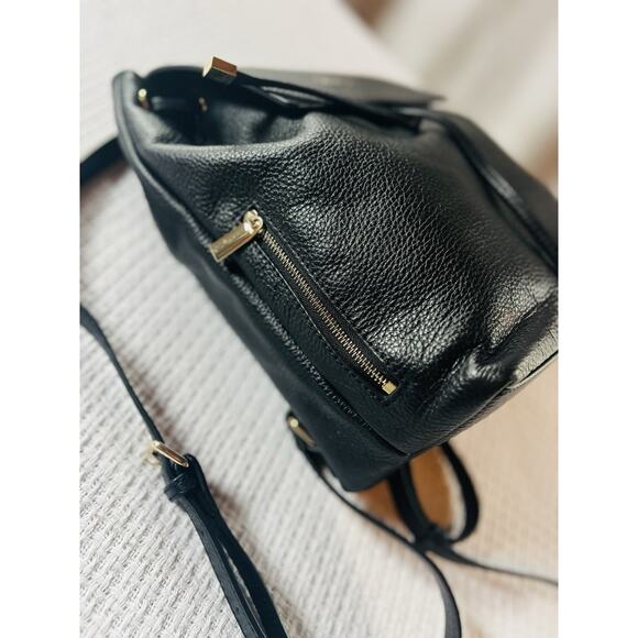 Barneys New York Black Leather Backpack Drawstring Flap Gold Hardware Lettering - Picture 14 of 16
